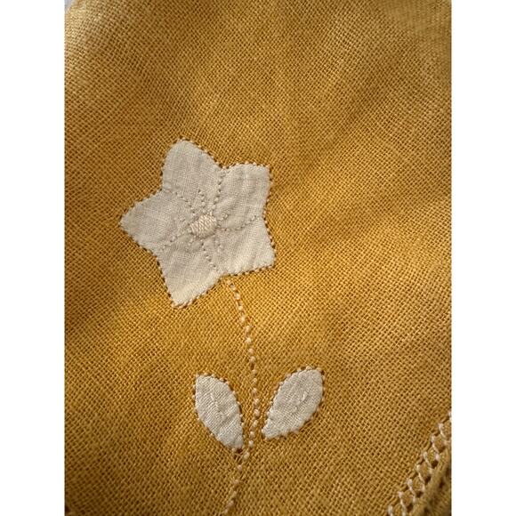 Linen Embroidered Table Napkins Mustard Yellow - NO TARIFFs!!! Ready To Ship! - Picture 1 of 4
